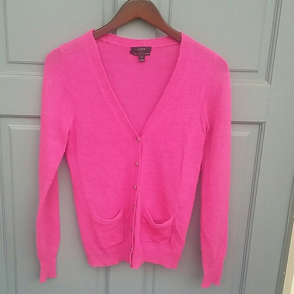 J. Crew Sweaters - Hot Pink J. Crew button down cardigan